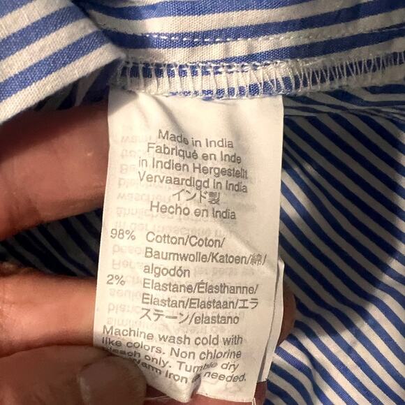 J. Crew 365 Blue/White Striped Fitted Button Up Collared Shirt - 10 Slim - Picture 8 of 9